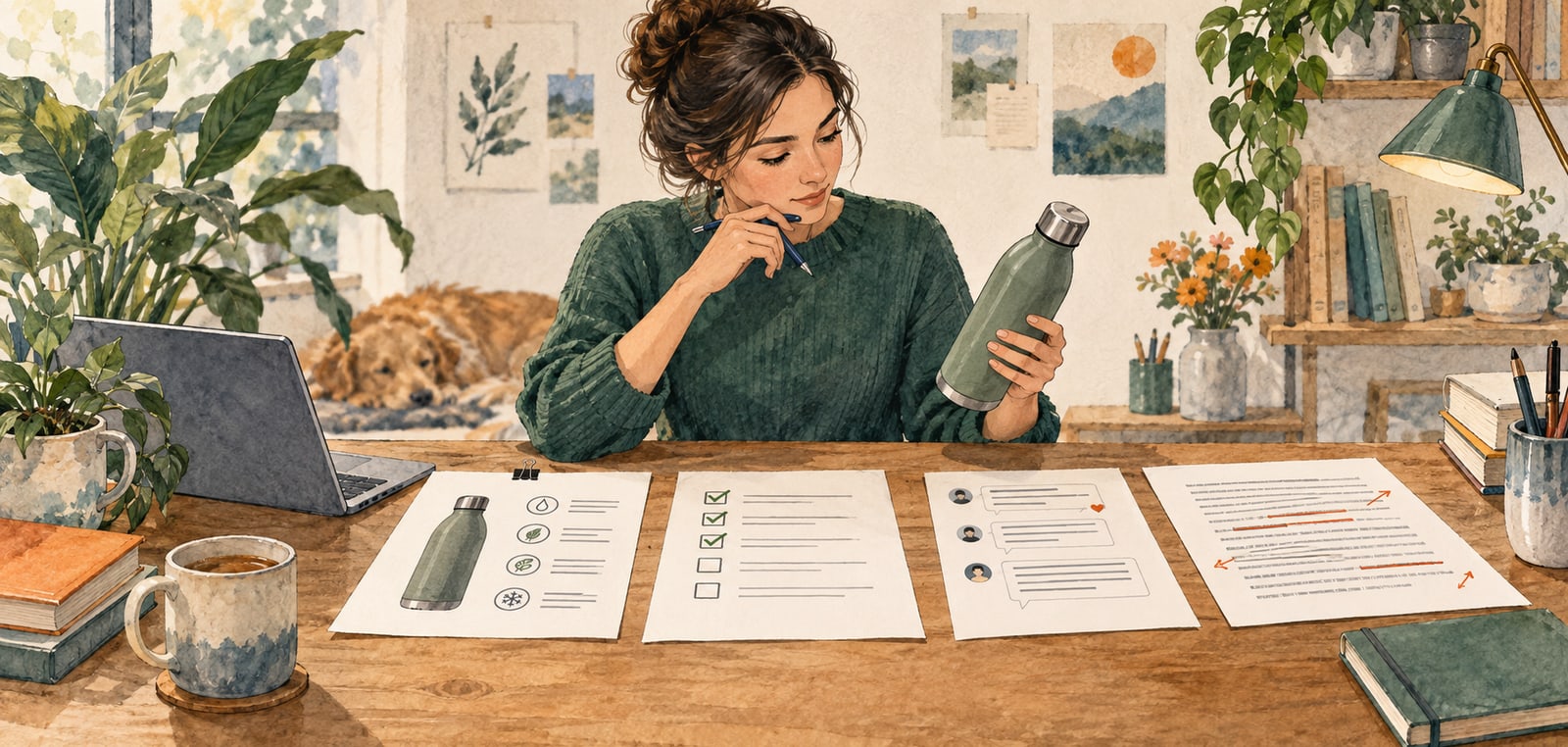 Editor checking a product, its specifications and customer notes against a draft description